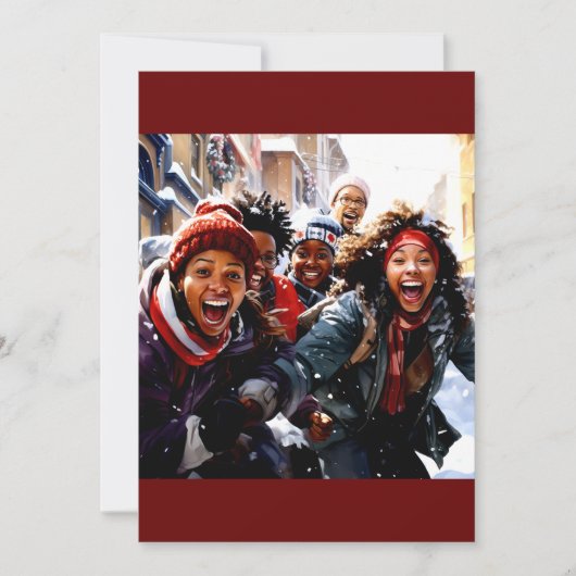 Wintervreugde: Sneeuwachtig lachen van kinderen Feestdagenkaart (Voorkant)