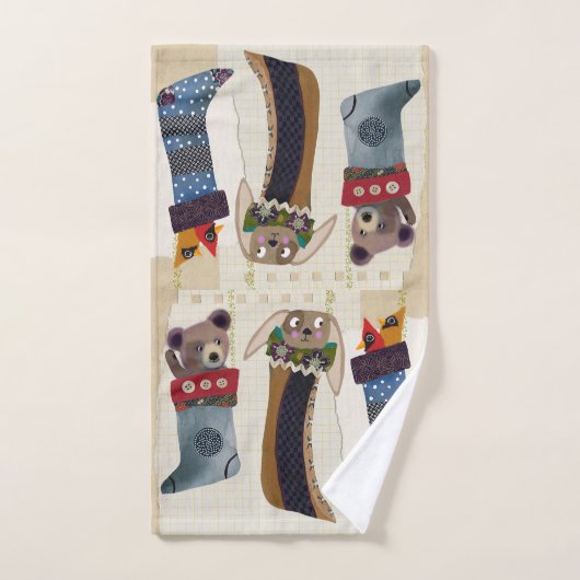 Wintervrienden in Stockings Hand Towel Handdoek (Handdoek)