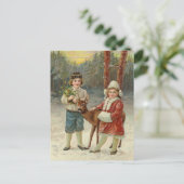 Wintervrienden | Vintage kerst Briefkaart (Staand voorkant)