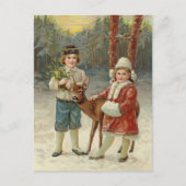 Wintervrienden | Vintage kerst Briefkaart (Voorkant)