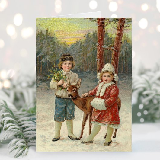 Wintervrienden | Vintage kerst Kaart