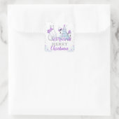 Wintervriendenkring Beer en kerst met pinguïns Vierkante Sticker (Tas)