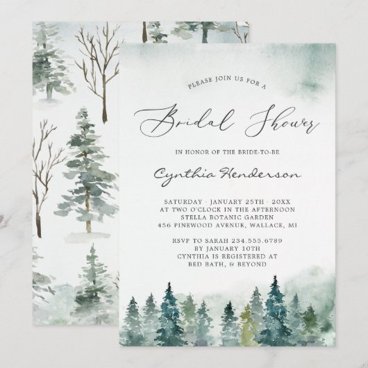 WinterVrijgezellenfeest Elegant Forest Pine Trees Kaart (Voorkant / Achterkant)