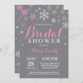 WinterVrijgezellenfeest Roze Snowflake Gray Kaart (Voorkant / Achterkant)