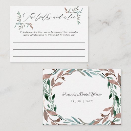 WinterVrijgezellenfeest Twee waarheden en een spel Informatiekaartje (Voorkant / Achterkant)