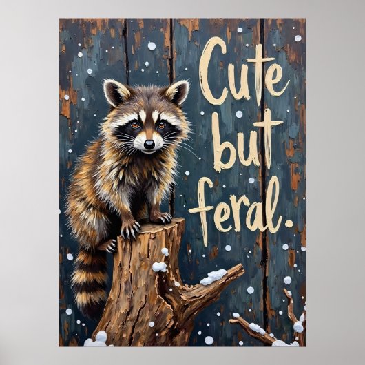 Winterwachter: Wasbeer op de stronk Poster (Voorkant)