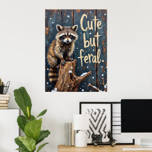 Winterwachter: Wasbeer op de stronk Poster