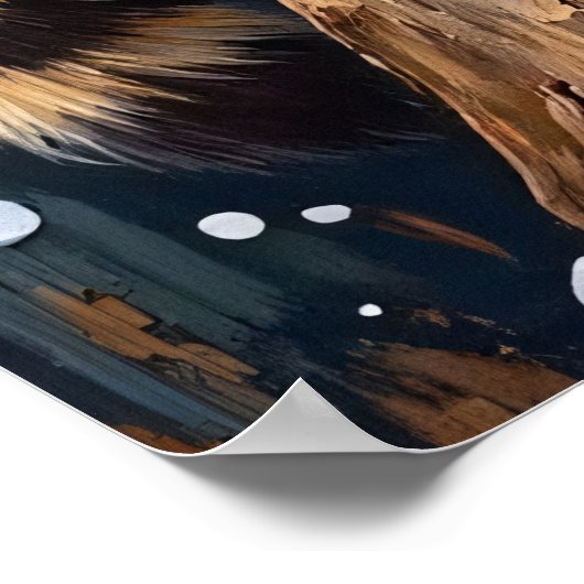 Winterwachter: Wasbeer op de stronk Poster (Hoek)