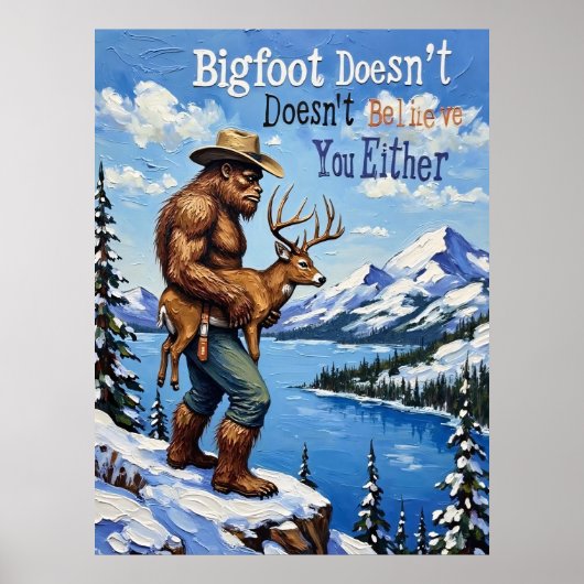Winterwake: het besneeuwde Uitzicht van Bigfoot Poster (Voorkant)