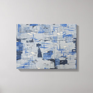 Winterwandeling. Abstract acryl. Storm in de winte Canvas Afdruk