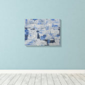 Winterwandeling. Abstract acryl. Storm in de winte Canvas Afdruk (Insitu (Houten vloer))