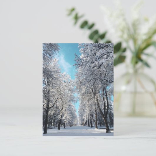 winterwandeling in het park briefkaart (Staand voorkant)