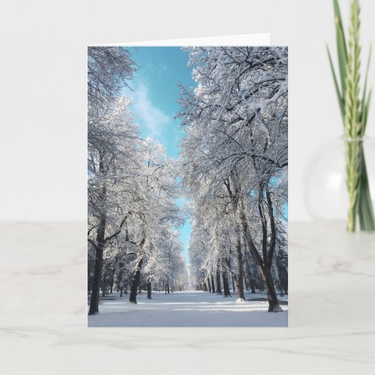 winterwandeling in het park feestdagen kaart (Voorkant)