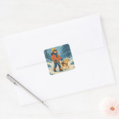 Winterwandeling met blindengeleidehond - Square St Vierkante Sticker (Envelop)