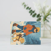 Winterwandeling met geleidehond - Briefkaart (Staand voorkant)