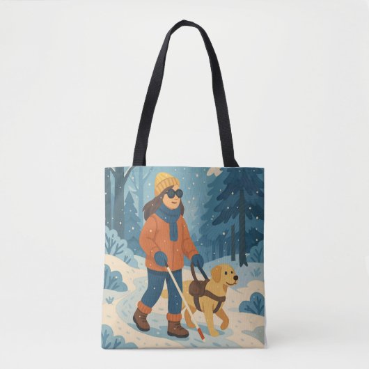 Winterwandeling met gids Hond Illustratie Tote Bag (Voorkant)