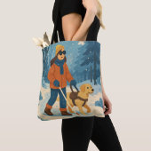 Winterwandeling met gids Hond Illustratie Tote Bag (Dichtbij)