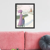 Winterwandeling met windmolen Canvas Print (Insitu (Woonkamer))