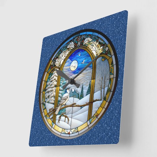 Winterwandklok Vierkante Klok (Hoek)