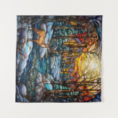 Winterwandtapijt van Glas in lood Wandkleed (Voorkant (horizontaal))