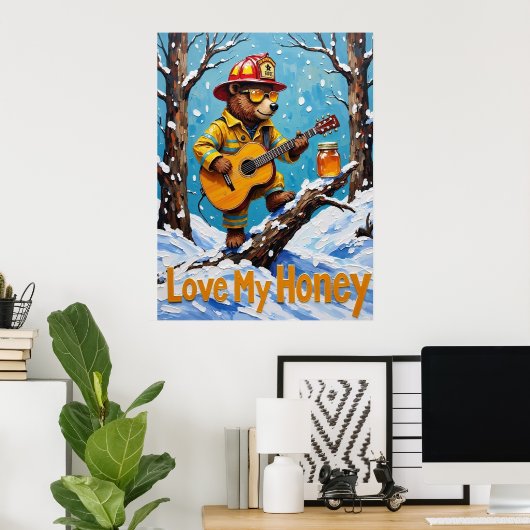 Winterwarmte: Beer's Honey Harmony Poster (Thuiskantoor)