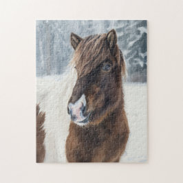 Winterwarmte IJslands paard watercolorpuzzel Legpuzzel