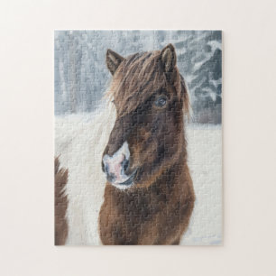 Winterwarmte IJslands paard watercolorpuzzel Legpuzzel