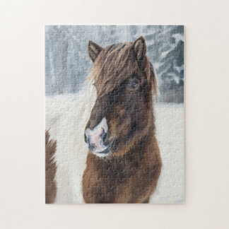 Winterwarmte IJslands paard watercolorpuzzel Legpuzzel