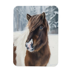 Winterwarmte – Watercolor Magneet IJslands Paard