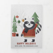 Winterwasbeer en bomen Kerstmis multi foto Drieluik Wenskaart (Cover)