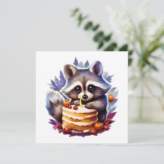 Winterwasbeer met een 1e verjaardagstaart (Staand voorkant)