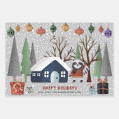 Winterwasbeer, Vrolijk kerstfeest en sneeuwvlokken Inpakpapier Vel (Voorkant)