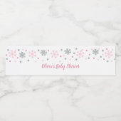 Winterwaterfleslabels roze zilversneeuwvlokken waterfles etiket (Enkel label)