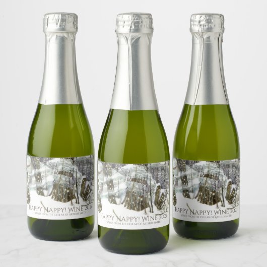 Winterwaterschilderij Sparkling Wijnetiket (Flessen)