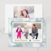 WinterWaterverf | 2 Kerstfeest met foto's Feestdagenkaart (Voorkant / Achterkant)