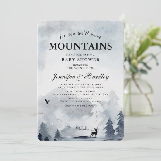 WinterWaterverf — Baby shower voor paren Kaart (Staand voorkant)