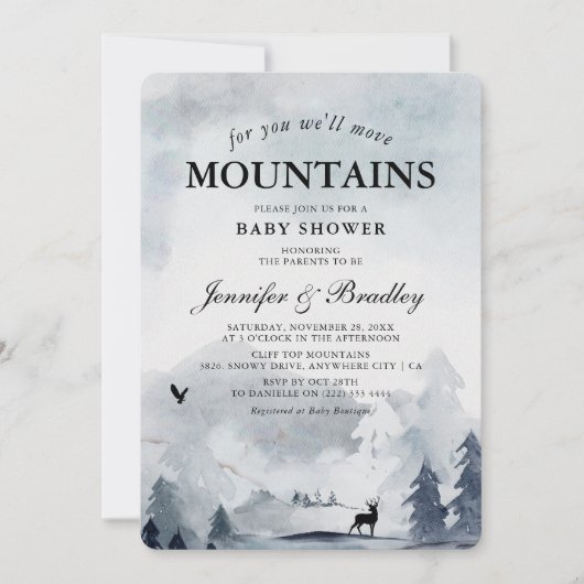 WinterWaterverf — Baby shower voor paren Kaart (Voorkant)