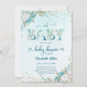 WinterWaterverf Blauwe Floral Baby shower (Voorkant)