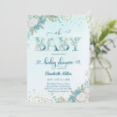 WinterWaterverf Blauwe Floral Baby shower (Staand voorkant)