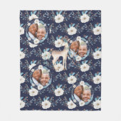 WinterWaterverf deer Flowers Blue FOTO Blanket Fleece Deken (Voorkant)