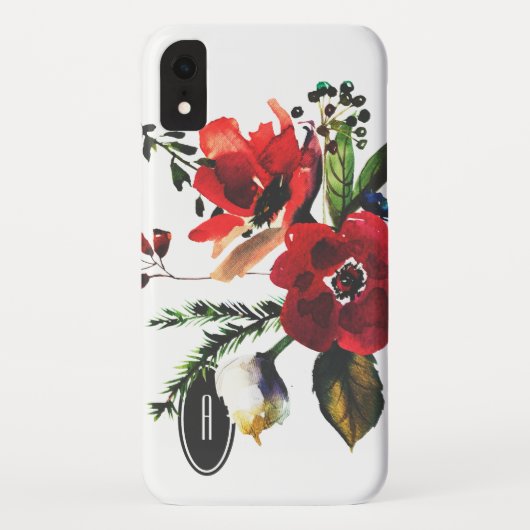 WinterWaterverf Elegant Floral Monogram Case-Mate iPhone Case (Achterkant)