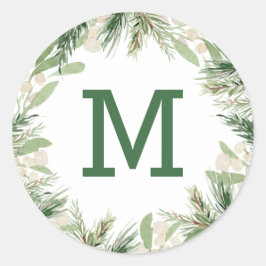 WinterWaterverf Floral Monogram Ronde Sticker