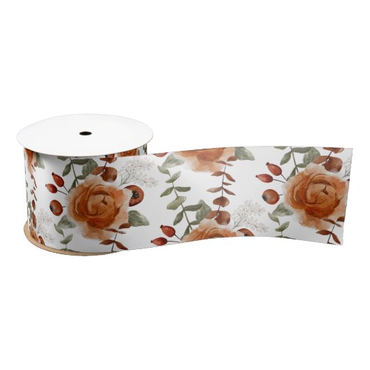 WinterWaterverf Floral Ribbon Satijnen Lint (Spoel)