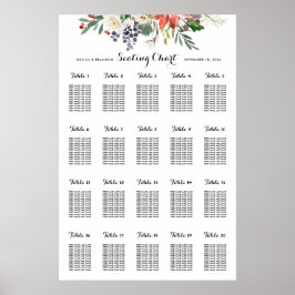 WinterWaterverf Floral Wedding Zitten op tafel Poster