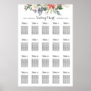 WinterWaterverf Floral Wedding Zitten op tafel Poster