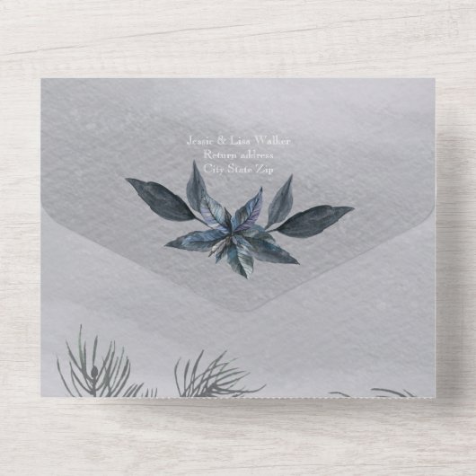 WinterWaterverf in één bruiloft All In One Uitnodiging (Achterkant)