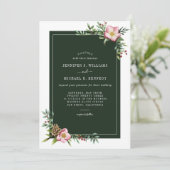 WinterWaterverf Kerstmis Roos Groenen Kaart (Staand voorkant)