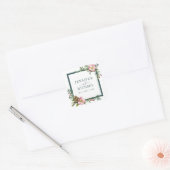 WinterWaterverf Kerstmis Roos Groenen Vierkante Sticker (Envelop)