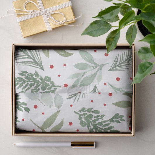 WinterWaterverf Pine Berry Holiday Garland Green Tissuepapier (Geschenk)