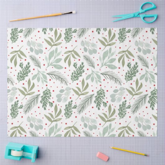 WinterWaterverf Pine Berry Holiday Garland Green Tissuepapier (Craft)